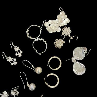 Assortment Of Silver Toned Earrings