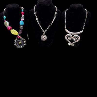 Three Silver Toned Ladies Necklaces