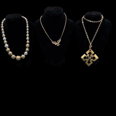 Vintage Gold Toned Costume Jewelry Necklaces