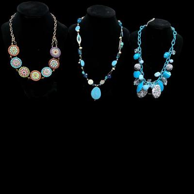 Beautiful in Blue Necklaces Set of 3