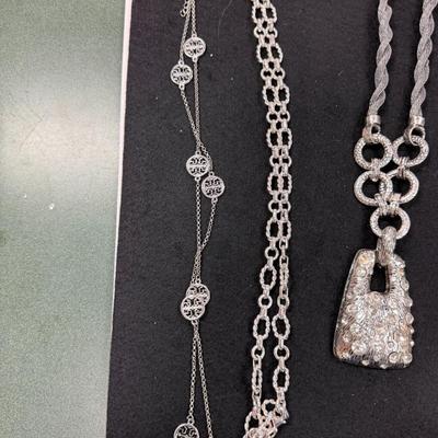 Set of 4 Silver Toned Necklaces