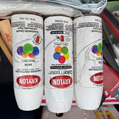 HAND TRUCK AND TUB WITH PAINT SUPPLIES