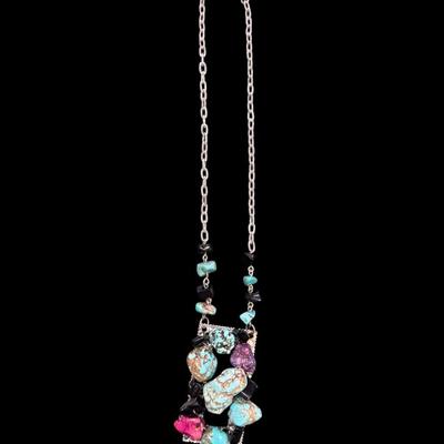 Southwest Style faux Turquoise and Silver Toned Statement Necklaces