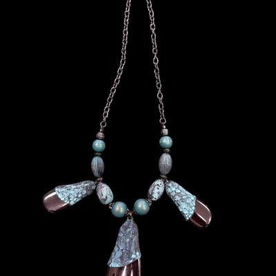 Southwest Style faux Turquoise and Silver Toned Statement Necklaces