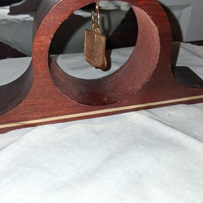 Pocket Watch Display Wood with Brass Hook