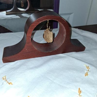 Pocket Watch Display Wood with Brass Hook