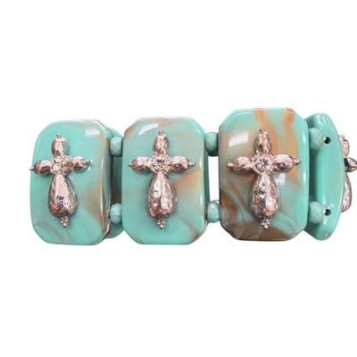 Turquoise Colored Beaded Necklace and Bracelet Set