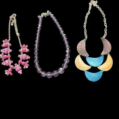 Set Of Three Colorful Necklaces