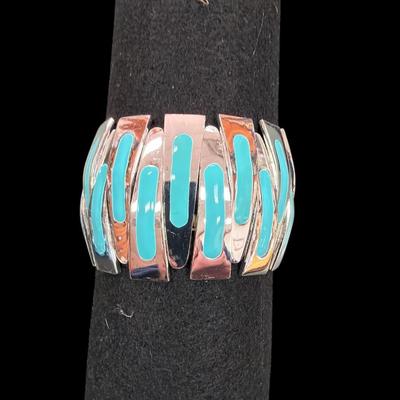 Silver Toned and Turquoise Colored Bracelets