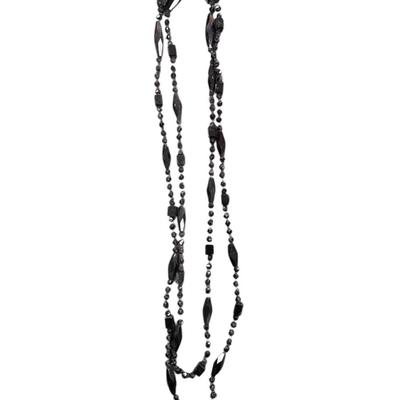 Set of Two Hematite colored beaded necklaces one long single strand and one multi strand tassel