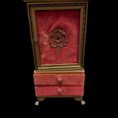 Vintage Velvet Jewelry Box Possibly French in Origin