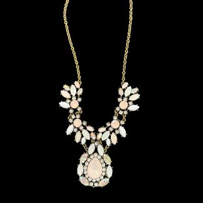 J Crew Statement Necklace with Pink and White Stones