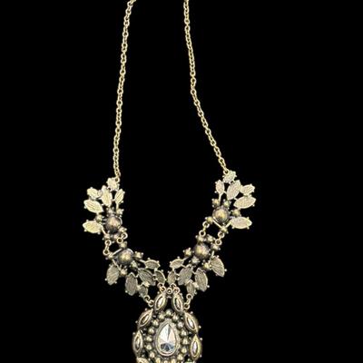 J Crew Statement Necklace with Pink and White Stones