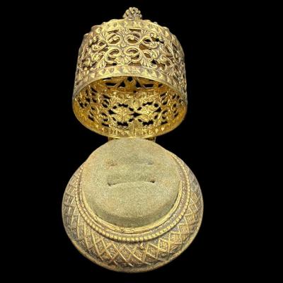 Vintage Gold Toned Ring Box or Casket