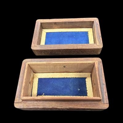 Small Vintage Hand Carved Wooden Box From India with Inlaid Floral Marquety Design Approximately 4.5" wide