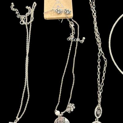 Six Silver Toned Necklaces