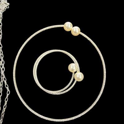 Six Silver Toned Necklaces