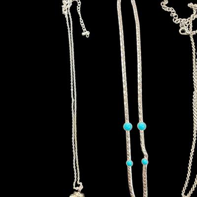 Six Silver Toned Necklaces