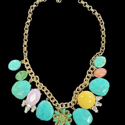 Set Of 3 Turquoise Colored Statement Necklaces