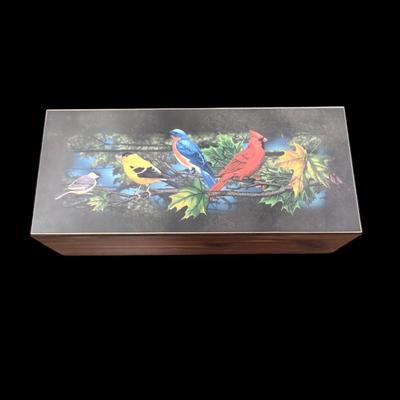 Cedar Keepsake Jewelry Box featuring a Bird Friends Decorative Top