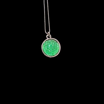 Seasons Jewelry Green Glitter Earrings and Necklace Set