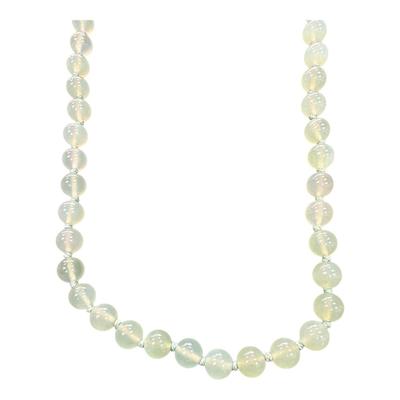 Possible Natural Pale Green Jade Beaded Necklace with gold tone clasp