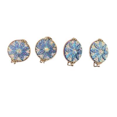 Set of Four Vintage Hillcraft Rhinestone Blue Slides
