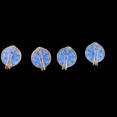 Set of Four Vintage Hillcraft Rhinestone Blue Slides
