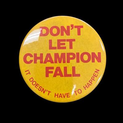 Set of 4 Champion Paper Mill Years Worked Pins and Yellow Round Pin