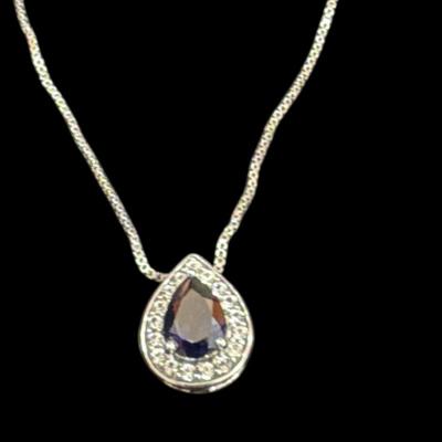 Kay Jewelers amethyst heart shaped Sterling Siler Necklace
