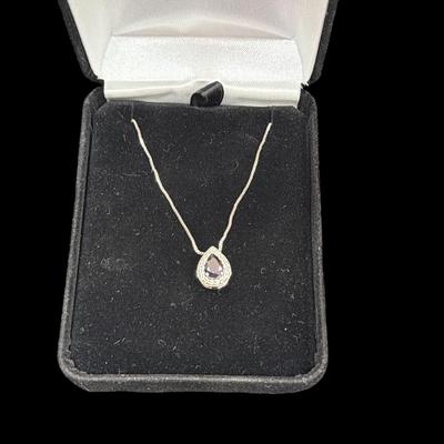 Kay Jewelers amethyst heart shaped Sterling Siler Necklace