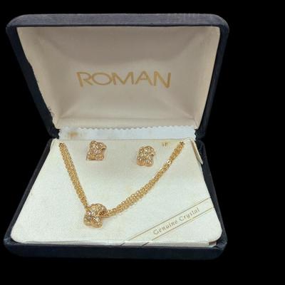 Vintage Roman Costume Necklace and Earrings