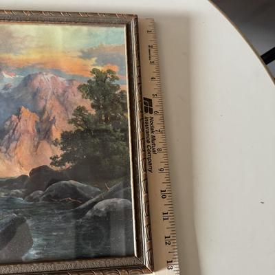 Mountains and creek scene decor with frame