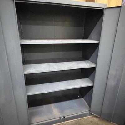Gray Metal 2-door 78”t x 4’ wide x 24”d storage cabinet