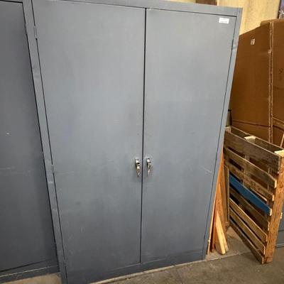 Gray Metal 2-door 78”t x 4’ wide x 24”d storage cabinet