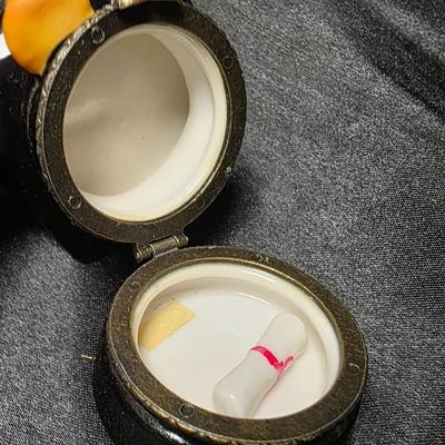 Vintage Porcelain Graduation Cap Trinket Box with Diploma Hinged