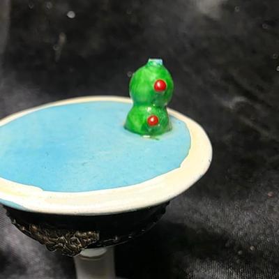 Vintage Martini Glass Trinket Box Porcelain Olive Cocktail Hinged Keepsake