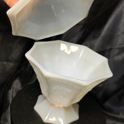 Vintage Anchor Hocking Harvest Grape Milk Glass Candy Dish with Lid