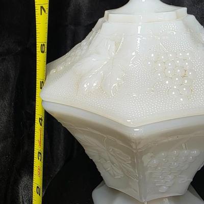 Vintage Anchor Hocking Harvest Grape Milk Glass Candy Dish with Lid