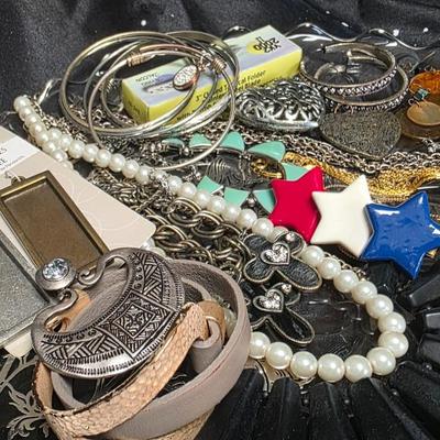 Vintage Costume Jewelry Bundle Lot with Statement Cross Pearls Charms Bundle 1