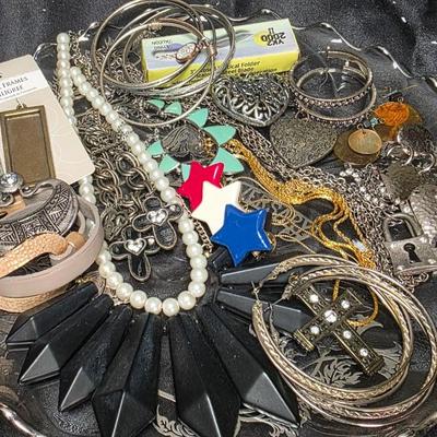 Vintage Costume Jewelry Bundle Lot with Statement Cross Pearls Charms Bundle 1