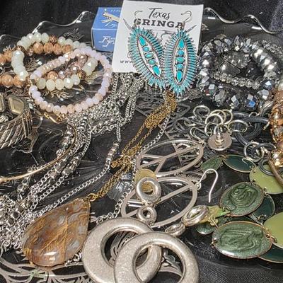 Vintage Jewelry Bundle with Turquoise Earrings Agate Pendant Watch Bundle 2