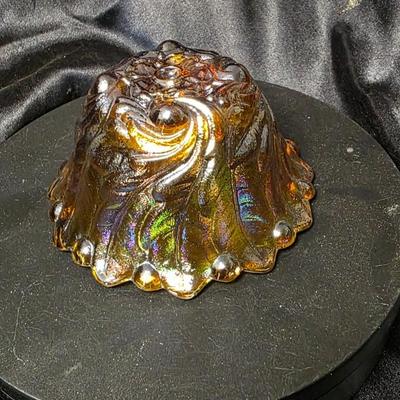 Vintage Indiana Glass Wild Rose Marigold Carnival Glass Candle Holder