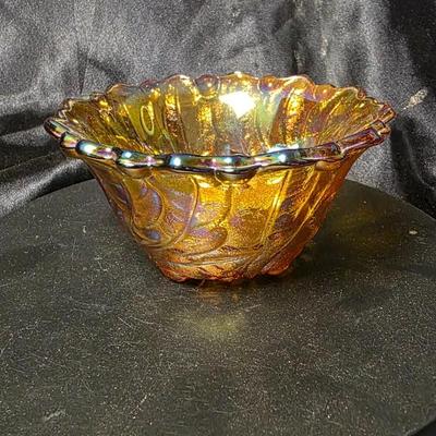 Vintage Indiana Glass Wild Rose Marigold Carnival Glass Candle Holder