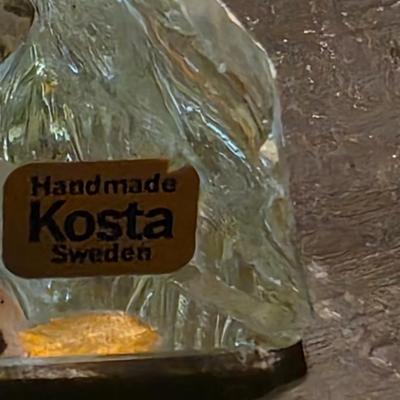 Vicke Lindstrand for Kosta Swedish Iceberg Glass Viking Ship Sculpture