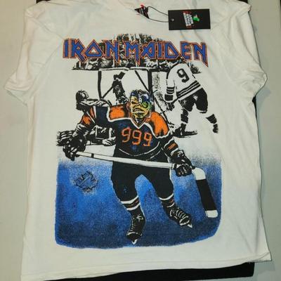 Iron Maiden Vintage Brand New Who Gives a Puck Hockey Tshirt Medium