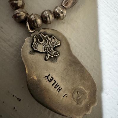 J Haley signed Navajo Sterling Necklace