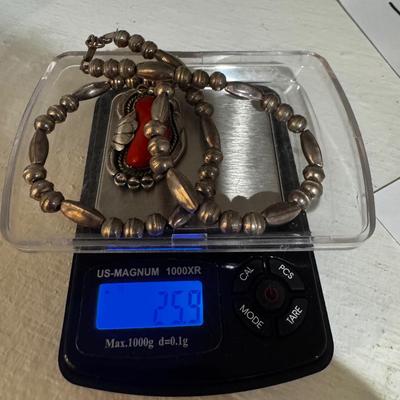 J Haley signed Navajo Sterling Necklace