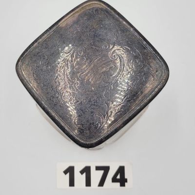 1174 - Sterling Silver Etched Glass Powder Jar