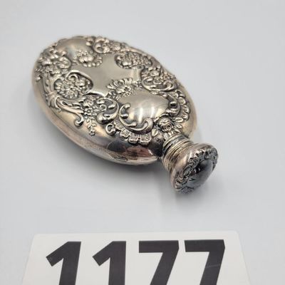 1177 - Sterling Silver Repousse Flask